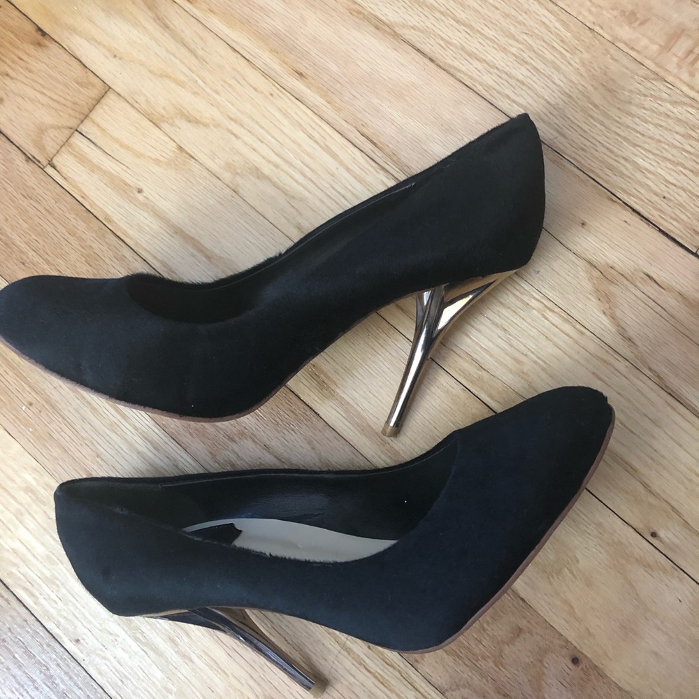 Dior black pony hair high heels